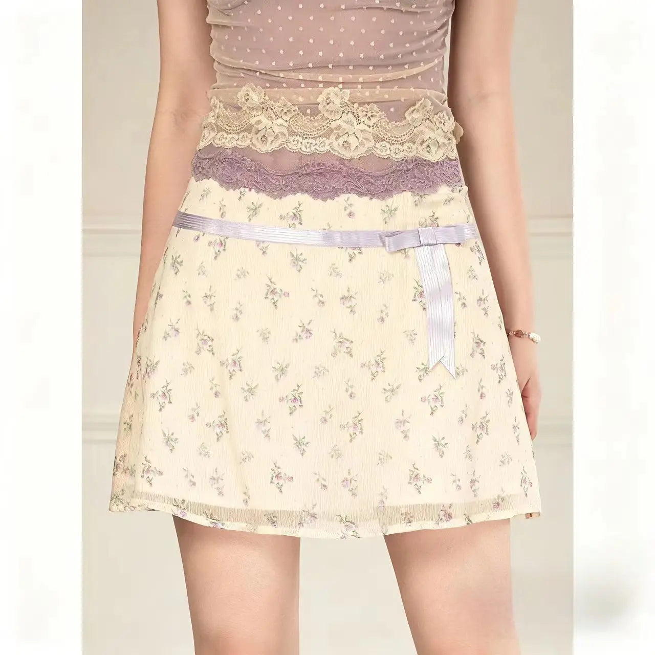 2026 New Skirt Summer Idyllic Small Floral High Waist Exquisite A-sub Short Skirt