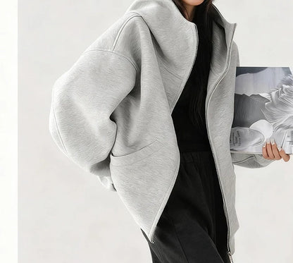 Hoodie  Outerwear  Hooded  Cardigan  Mid Length   Autumn and Winter Thick Loose Hoodie