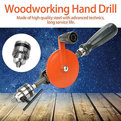 Hand Drill 1/4 3/8 Inch Double Pinions Crank Drill Capacity Manual Drilling Tool for Wood Plastic Acrylic Circuit Board Punching