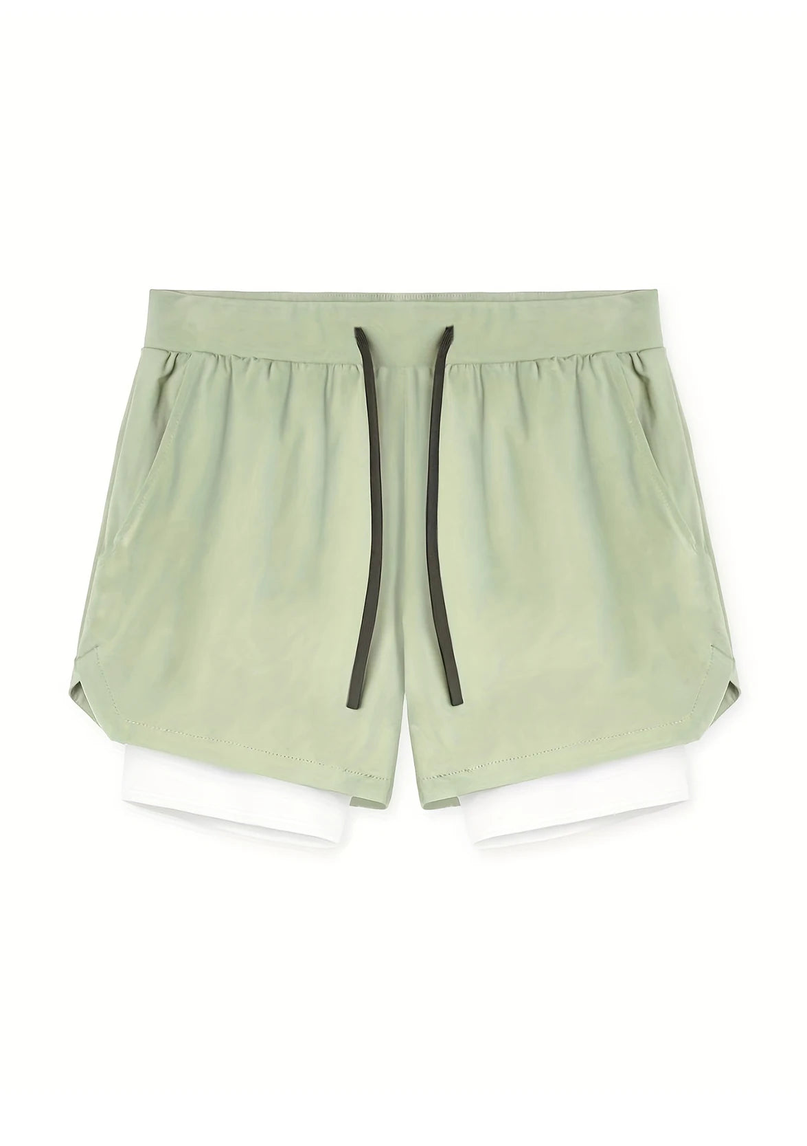 Sports shorts for men, double layered, quarter quick drying, elastic basketball, running training equipment, deep squat fitness,