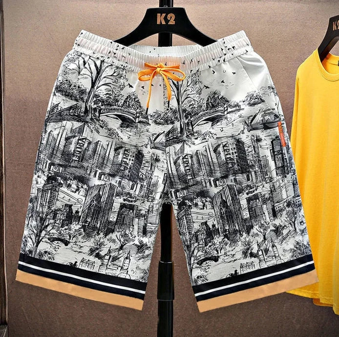 Shorts for Men Anime Graphic Board Man Short Pants Beach in Bulk with Ice Elastic Personalizate Fashion Streetwear New Pant 2025