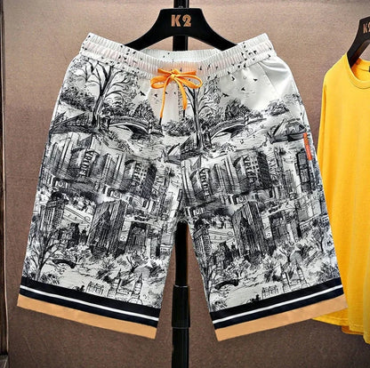 Shorts for Men Anime Graphic Board Man Short Pants Beach in Bulk with Ice Elastic Personalizate Fashion Streetwear New Pant 2025