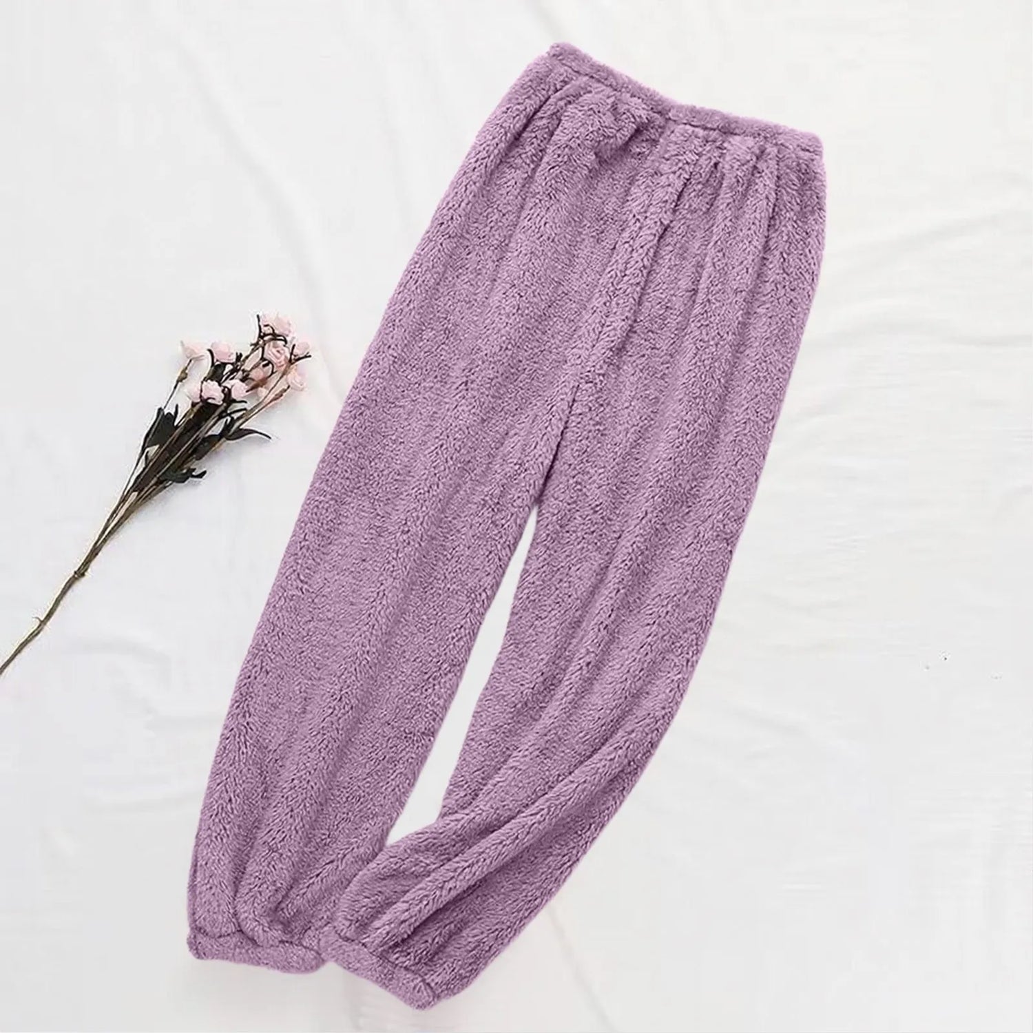 Pajamas Pants For Women Warm Winter Solid Color Sleepwear Pyjamas Plush Pants Women Nightwear Fashionable Home Wear