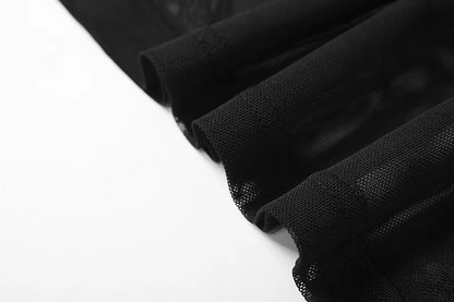Sleeveless Sexy Tank Top Women Clothing See Through Y2k Accessories O-neck Palms Cute Mini T-shirts Mesh Black Ropa De Mujer