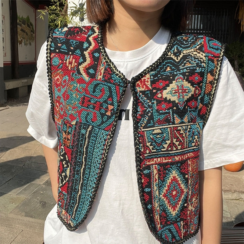 Vintage Floral Embroidery Printed Cardigan Vest Womens Elegant Sleeveless Tops Spring Summer Female Clothing Dropshipping