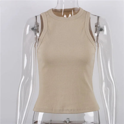 Tank Tops Women Yellow Casual Vest Sleeveless Camis Shoulder Women&