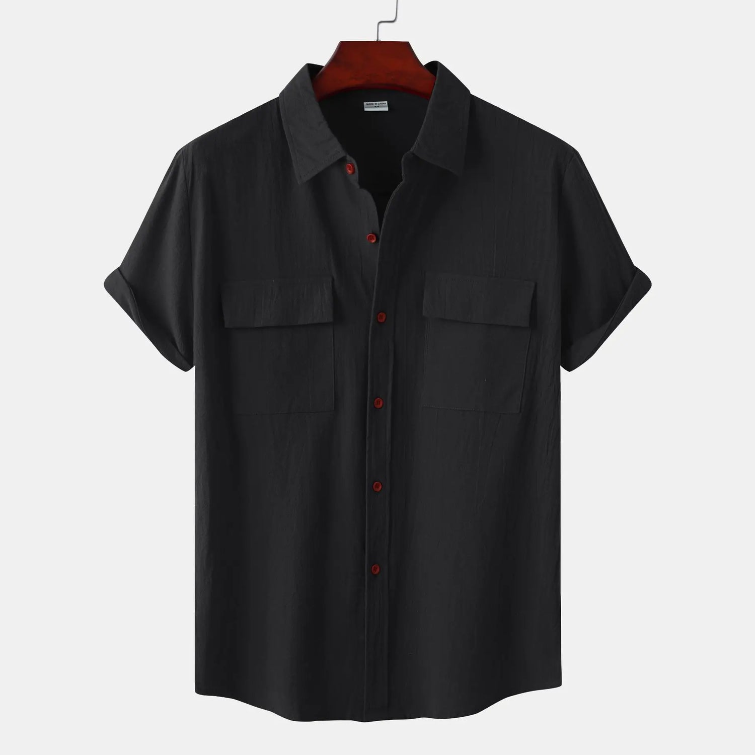 Turn Down Collar Men Shirts Solid Short Sleeve Shirts Single Breasted Casual Shirt Buttons Cardigan Sports Loose Breathable