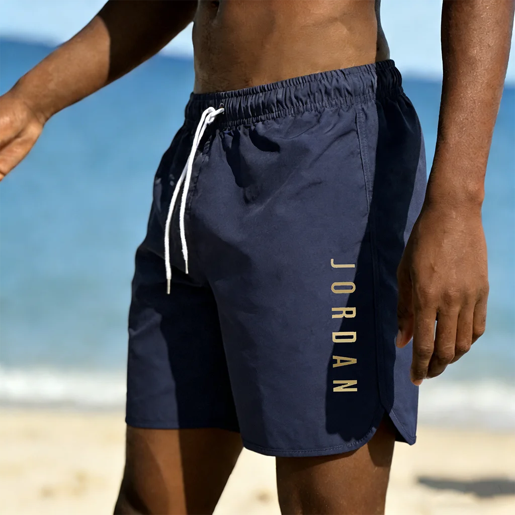 Summer sunshine beach shorts, summer swimming, fitness, fast drying breathable shorts, drawstring tied beach shorts