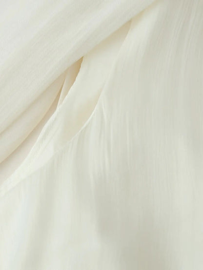 Women Elegant Ruffles Hem Beige Long Evening Dress Sleeveless Cloak Style Maxi Dresses