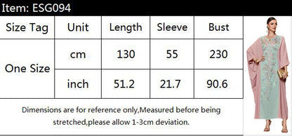 Moroccan Caftan Abayas Muslim Women Embroidery Bat Sleeve Maxi Dresses Eid Ramadan Kaftan Turkey Arabic Islamic Dubai Djellaba