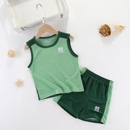 Kids Clothing Sets Summer Boys Girls Vest + Shorts 2pcs Children Sports Tracksuit Basketball Team Suit Clothing Set Outfits Tee