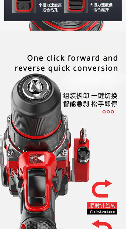 Brushless Electric Drill Tapping Cordless Impact Drill Metal Ratchet Chuck Electric Hand Drill Household Electric Screwdriver