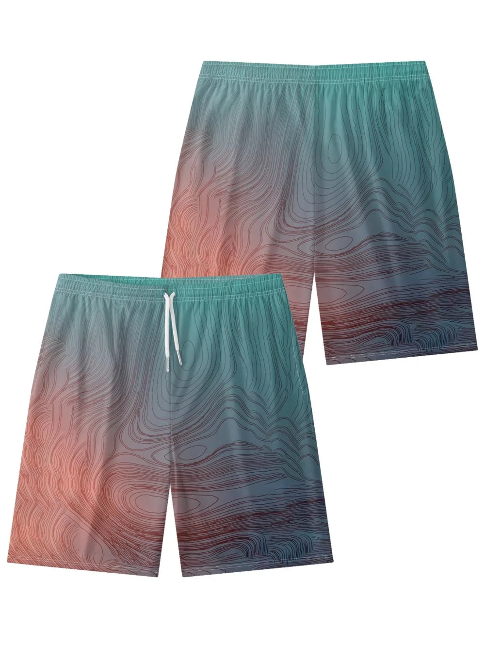 Lines Abstract Colorful Art Printed Urban Shorts Summer Essential Cool Chic Beachwear Gym Streetwear Couple All-Match Oversized