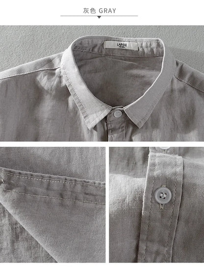 Pure Linen Short-sleeved Shirt Men&