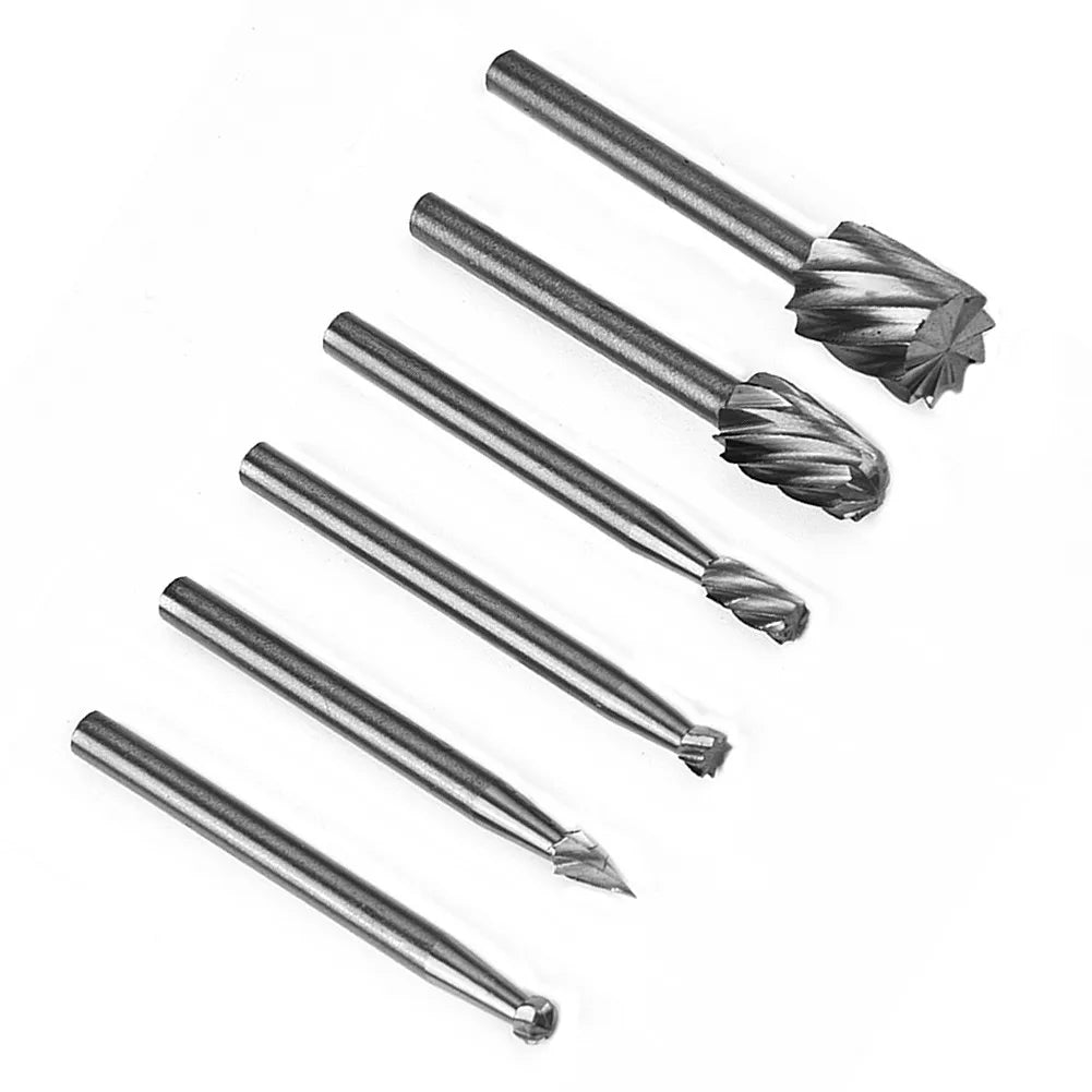 6Pcs Rotary Drill Bits Carbide Milling Cutter Rotary Tool Cut Dremel Tools Wood Metal Carving