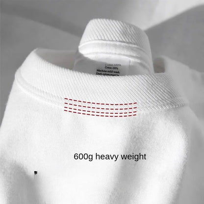 600g Cotton T-Shirts Men Short Sleeved Heavyweight Summer Round Neck Loose Breathable Shirt for Men Women Basic Tee