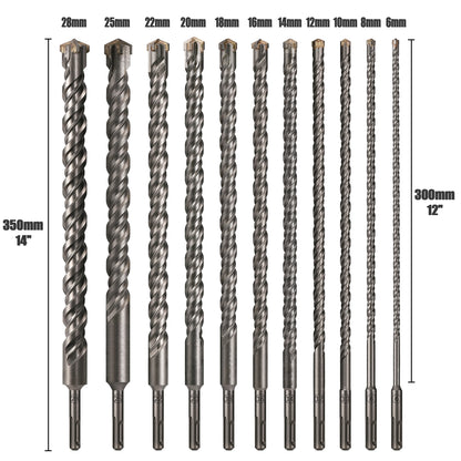 Extended Cross Electric Hammer Drill 110-500mm SDS Plus Through Wall Reinforced Concrete Hard Alloy Four Blade Impact Drill Bit