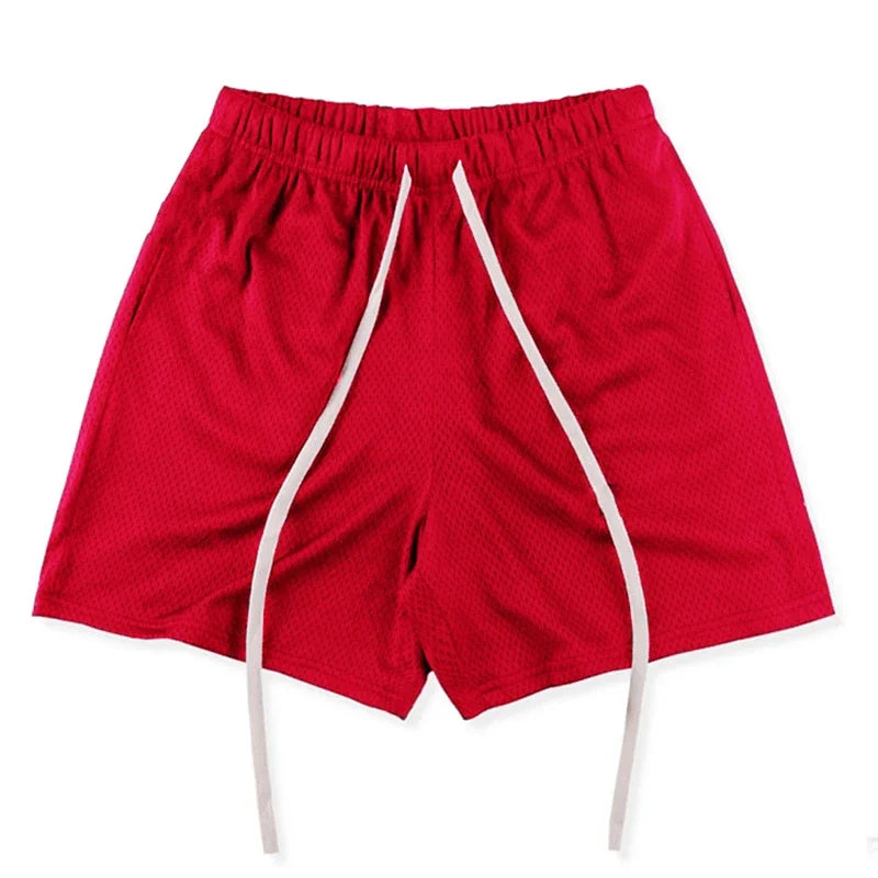 Summer Beach Shorts Plain Gym Shorts Mens Mesh Quick Dry Breathable Basketball Shorts Man Bodybuilding Fitness Shorts