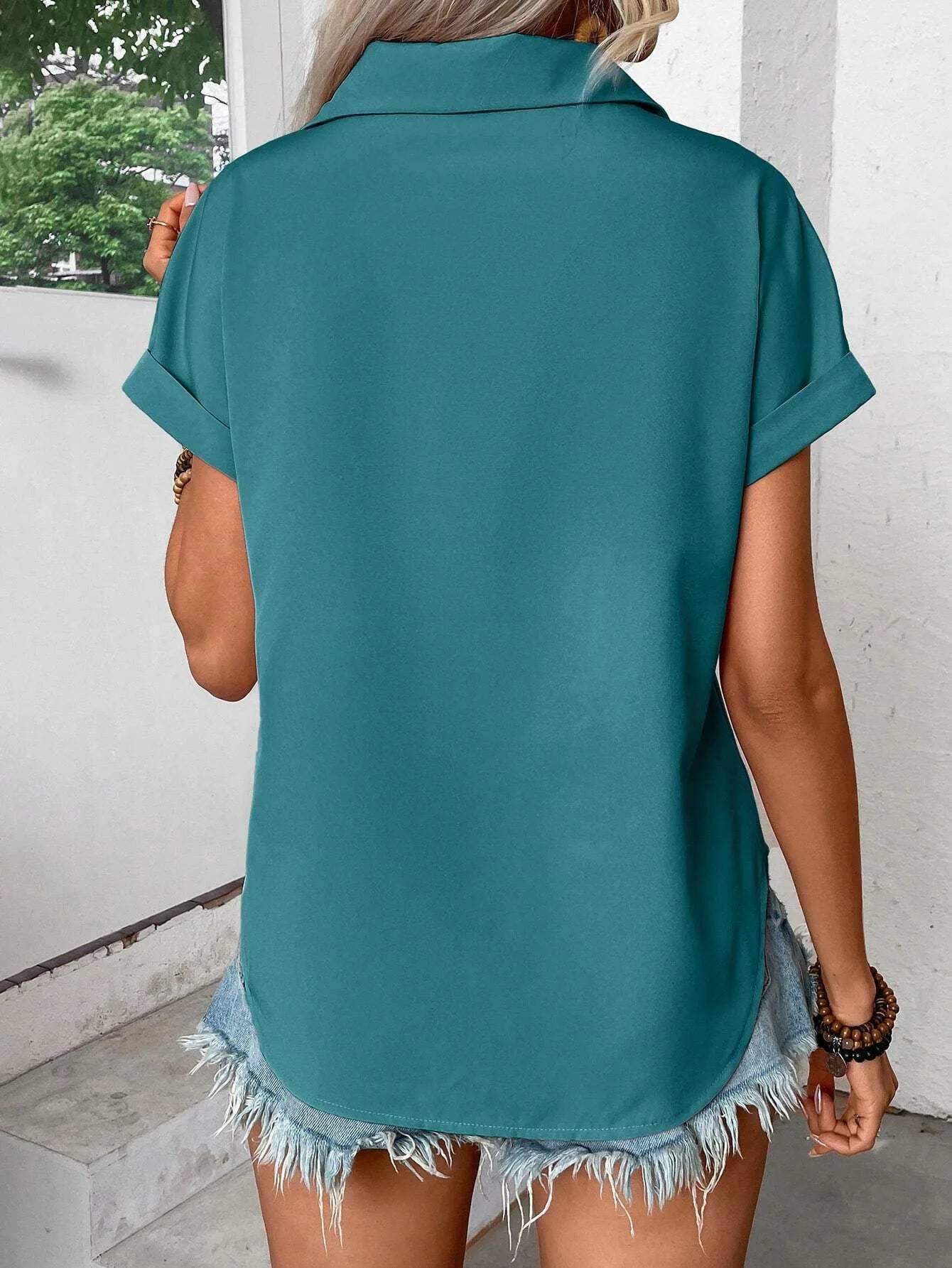 Fashion Short Sleeve Shirts For Women Summer 2025 Casual Solid Color Turn-down Collar Loose Blouse Female Elegant