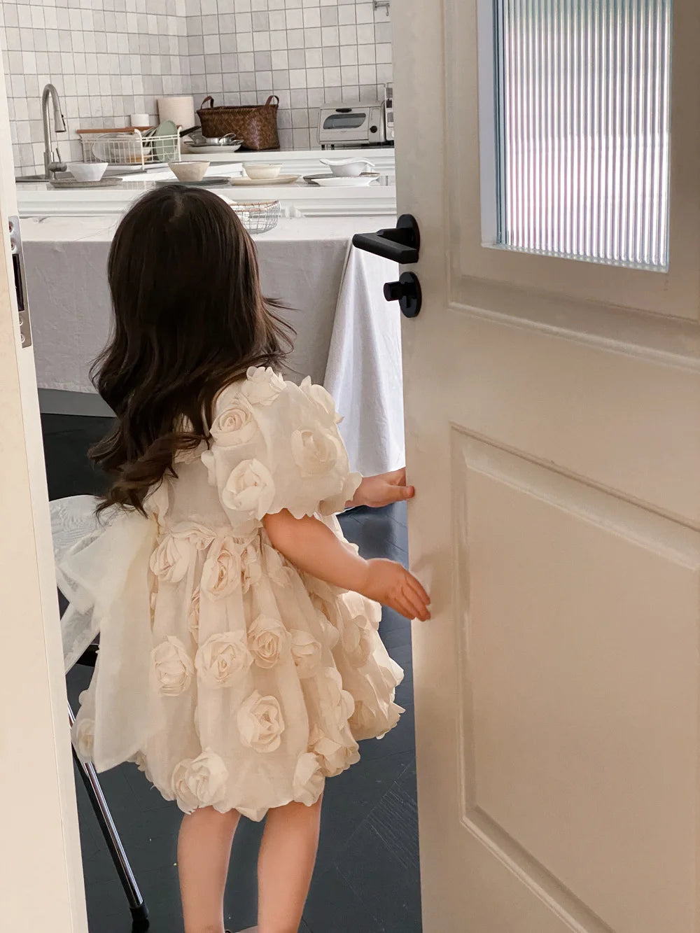 Children Clothing Korean Kids Clothes 2023 Spring and Summer Girls Flower Princess Dress Short Sleeve Sweet Cute Elegant Dress