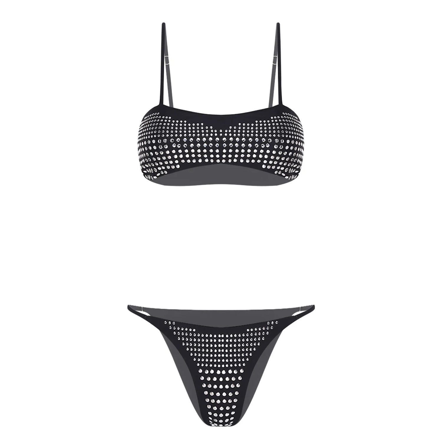 Womens Bikini Swimwear Beach Bathing Suit Shiny Sequin Two Pieces Swimwear Bikini Top with High Waist Briefs 2-piece Beachwear