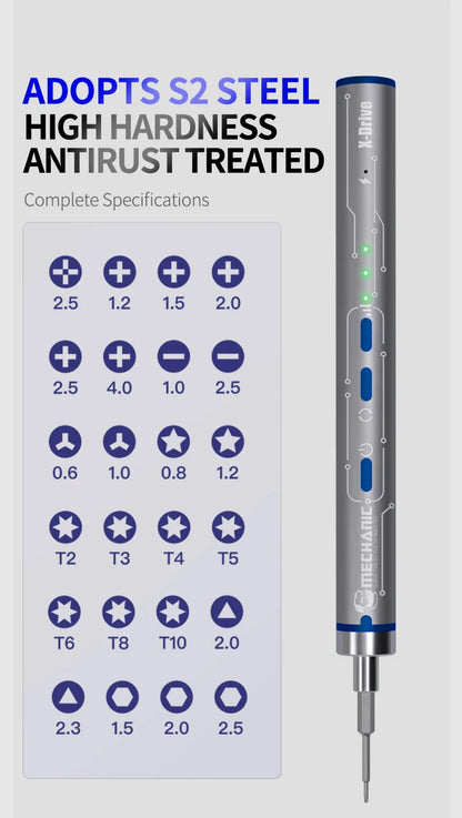 【MECHANIC】 X-Drive High Precision Electric Screwdriver Set with 24 Heads Camera Mobile Phone Disassembly Repair Bolt Driver Tool