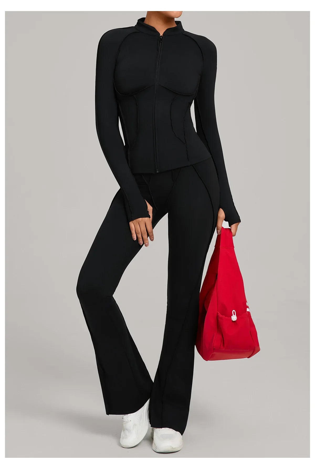 New Gym Yoga Outfit for Women Zipper Long Sleeve Fitness Suit Daily Casual Running Fitness Sportswear Two-Piece Sets Coat+Pants