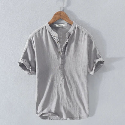 2026 New Cotton Linen Shirts for Men Casual Shirts Lightweight Short  Sleeve Henley Beach Shirts Hawaiian T Shirts for Men