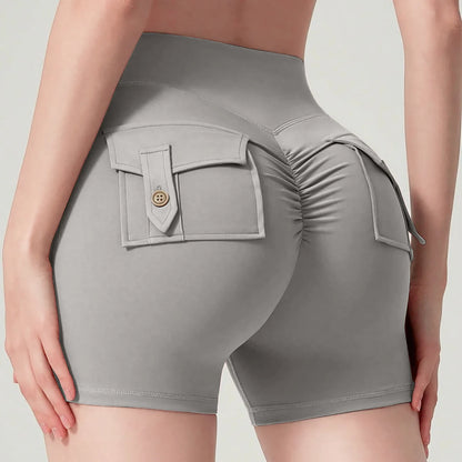 Sports shorts, no embarrassing lines, quick-drying, peach butt lift, cargo style, yoga and fitness pants.