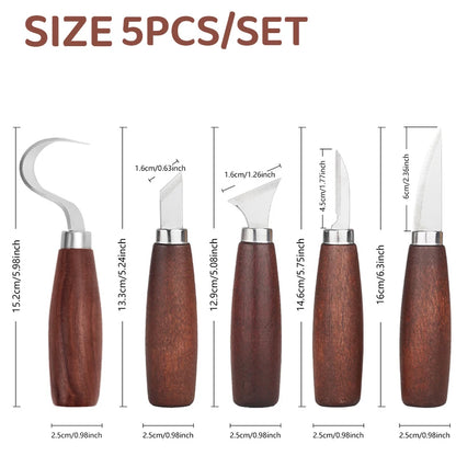 5pcs tools for wood carving Chisel Woodworking Cutter Hand Tool Set Wood Carving Knife DIY Peeling Woodcarving
