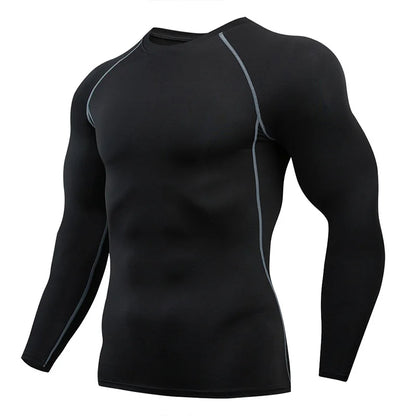 Gym Sports T-shirts for Men Long Sleeve Tights Boxing Sportswear Breathable Quick Dry Fitness Tops Male Outdoor Training Clothes