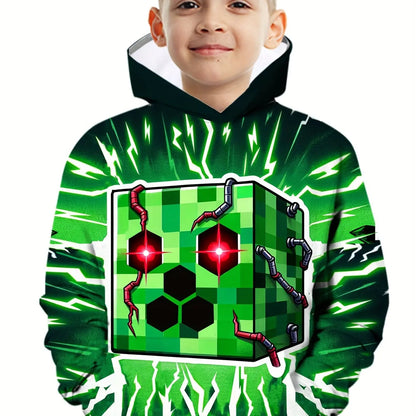 Kids Clothes Boy Hoodies Girl Clothes Long Sleeve Building Block Print Casual Kids Summer Autumn Clothes Top Children&