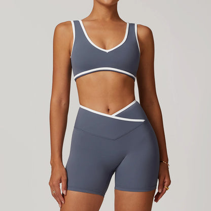Women Gym Clothes Yoga Suits High Waist Two Piece Set Gym Leggings Yoga Sportswear Fitness Vest Crop Top Tracksuits Sports Bra