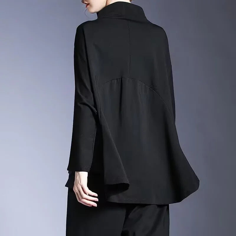 Hoodies Woman Clothing Woman Sweatshirts Autumn Loose High Neck Stitching Round  Coat Women&