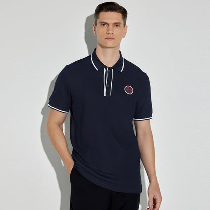 New Men Polo Shirts Short Sleeve Polo Collar Patchwork Solid Men&