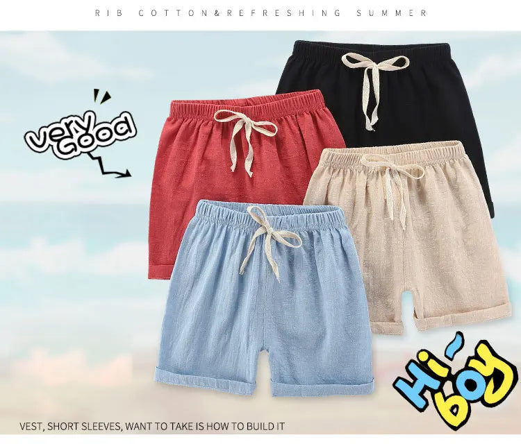 Short Pants Children Shorts for Boys Girls  Clothes Cotton Solid Breathable Summer  Casual Sports Beach Kids Shorts ElasticYoung