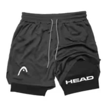 Running Shorts Men Fitness Gym Training 2-in-1 Sports Compression Fashion Quick Dry Workout Harajuku Jogging Double Deck Summer