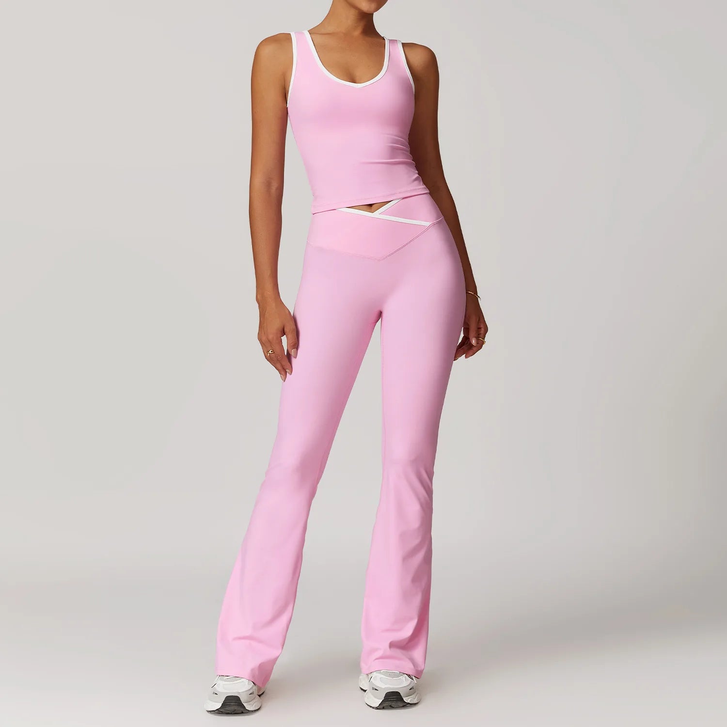 Women Gym Clothes Yoga Suits High Waist Two Piece Set Gym Leggings Yoga Sportswear Fitness Vest Crop Top Tracksuits Sports Bra