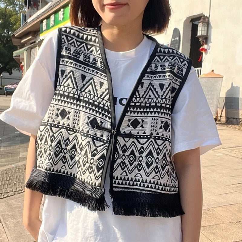 Vintage Floral Embroidery Printed Cardigan Vest Womens Elegant Sleeveless Tops Spring Summer Female Clothing Dropshipping