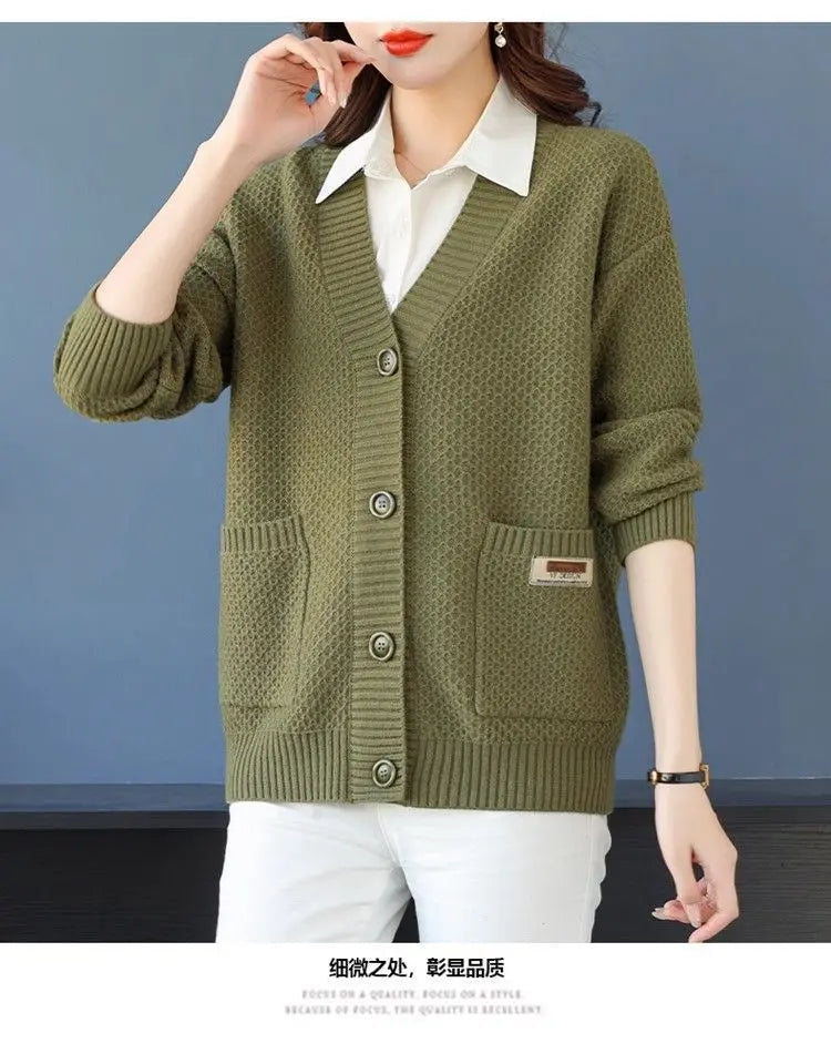 Fashion Fall Winter Clothes Woman Knitwear Top Buttons Long Sleeve Jacket For Women Sweater Tops Casual Ladies Cardigan Coat