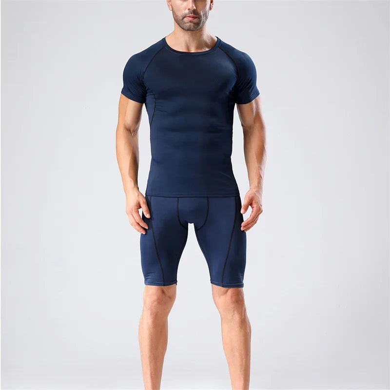 Gym Tight Training Clothing Workout Jogging Sports Set Fitness Men&