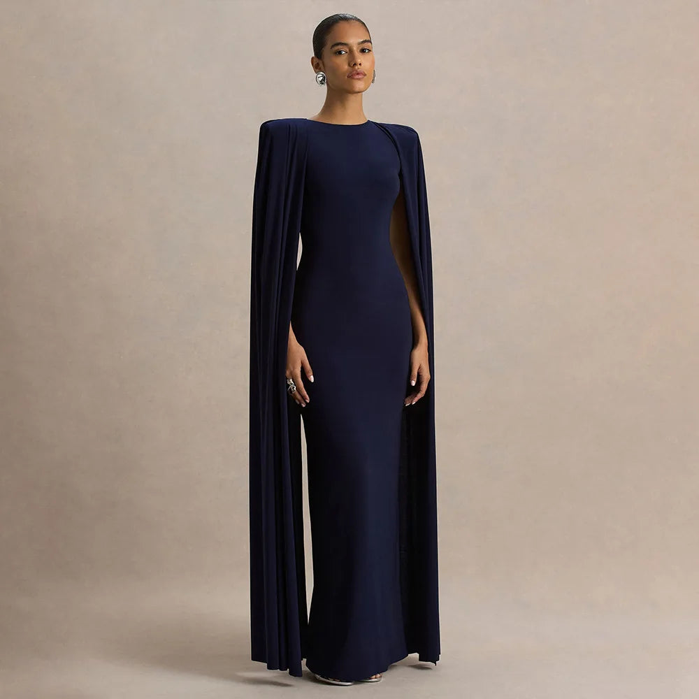 2025 New Fashion High Waist Evening Dress for Women Polyester Fabric Gathered Skirt Tight Fit Gown for Parties And Banquets