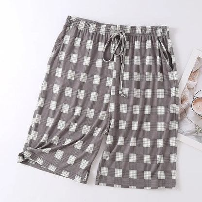 Pijamas De Hombre Sleepwear Shorts 2025 New Fashion Plaid Pajamas Pant Men Loose Modal Nightwear Home Pants Man Plus Size