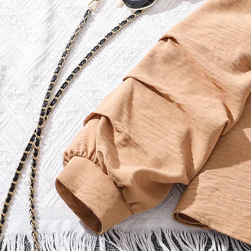 Kids Clothing Sets For Girls Khaki Off-shoulder Long sleeve Top &amp; Stripe Printing Pants Summer Resort Style Children Suits OOTD