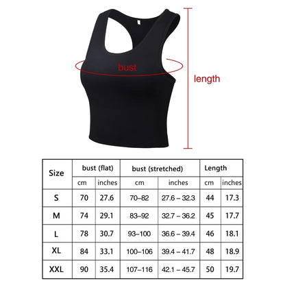 Sleeveless tank top for women, short top, elastic, for running, gym, sport, fitness, Summer, 1pc