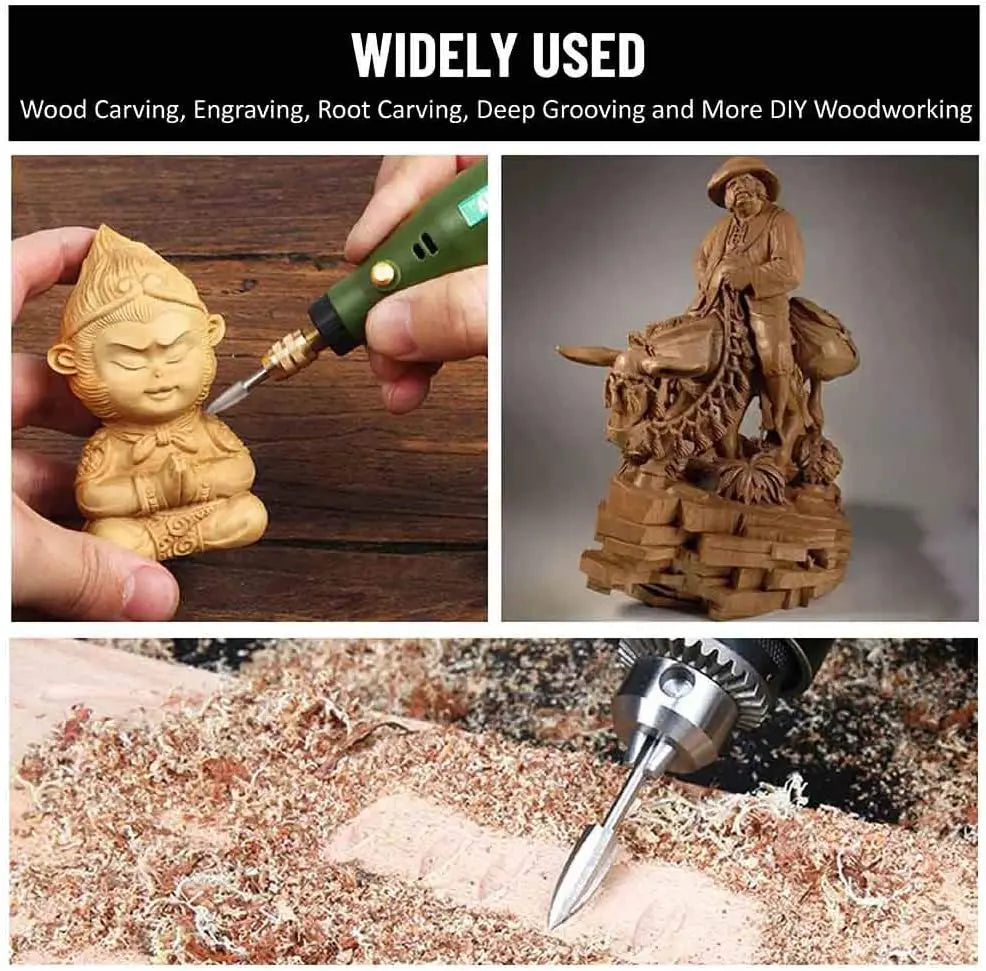 Wood Carving Drill Bits Set for Dremel Rotary Tool with 1/8” Shank for DIY Carving Drilling Micro Sculpture