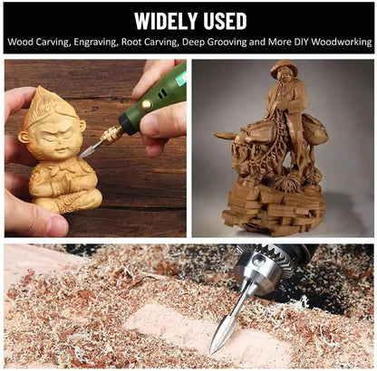 Wood Carving Drill Bits Set for Dremel Rotary Tool with 1/8” Shank for DIY Carving Drilling Micro Sculpture