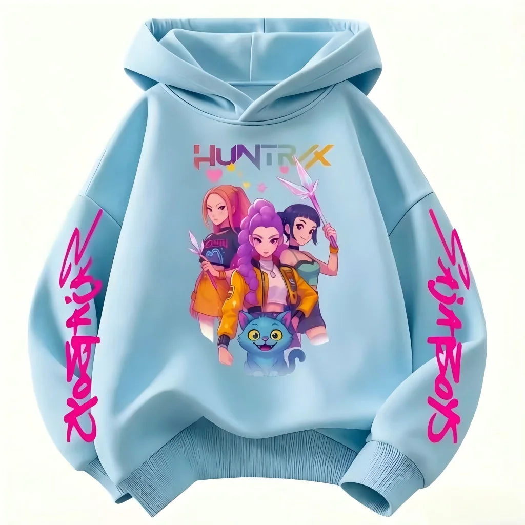 Hoodie for kids from the popular Korean K-pop series "Demon Hunter" 2026,for boys and girls,warm hooded clothing for winter/fall