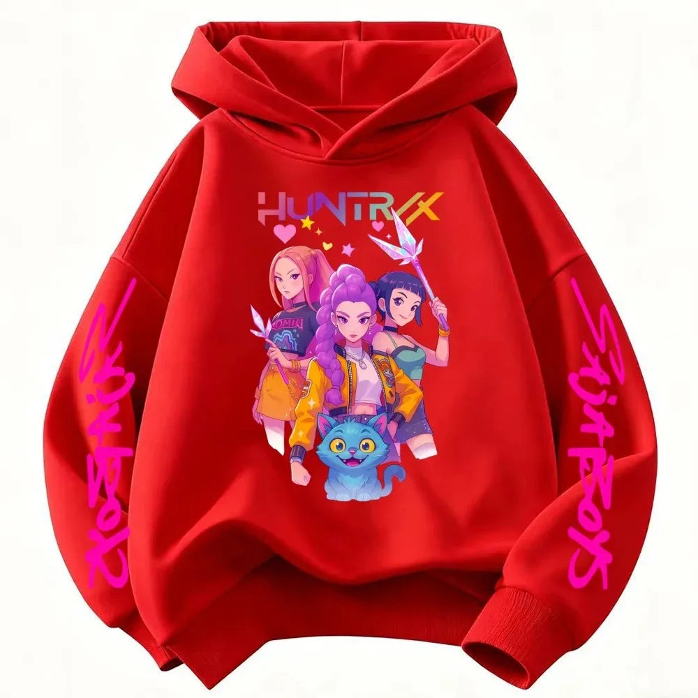 Hoodie for kids from the popular Korean K-pop series "Demon Hunter" 2026,for boys and girls,warm hooded clothing for winter/fall