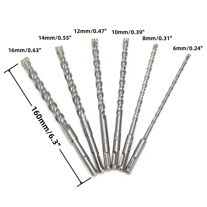 5/6/8/10/12/14/16mm Concrete SDS Plus Drill Bit Cross Electric Hammer Drill Bits for Masonry Concrete Rock Stone